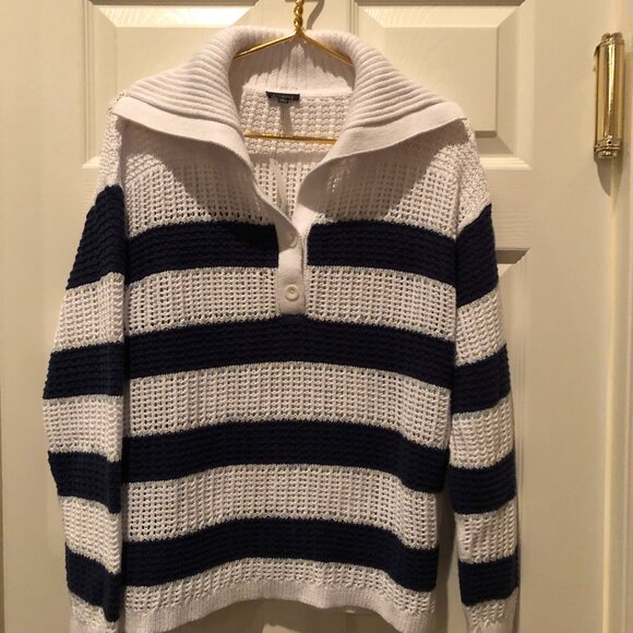 Talbots Sweaters - Talbots Blue and White Knit Sweater